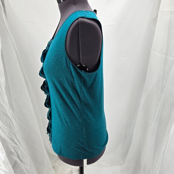 76-25 Alfani Teal Green sleeveless ruffled Tank top Size Large (L) - Picture 5 of 8